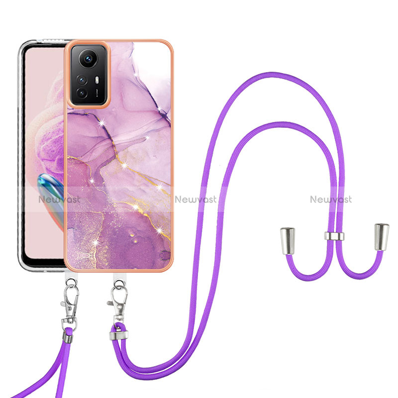 Silicone Candy Rubber Gel Fashionable Pattern Soft Case Cover with Lanyard Strap YB5 for Xiaomi Redmi Note 12S