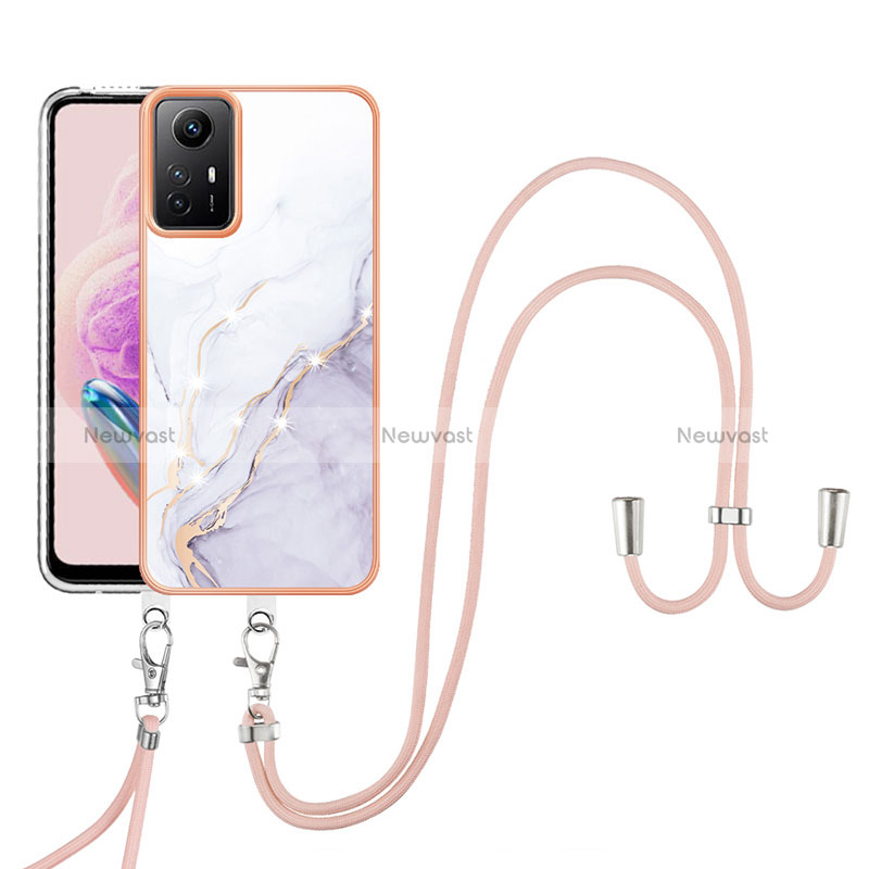 Silicone Candy Rubber Gel Fashionable Pattern Soft Case Cover with Lanyard Strap YB5 for Xiaomi Redmi Note 12S