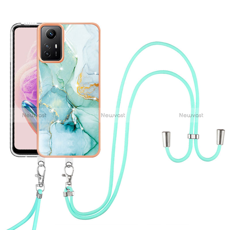 Silicone Candy Rubber Gel Fashionable Pattern Soft Case Cover with Lanyard Strap YB5 for Xiaomi Redmi Note 12S