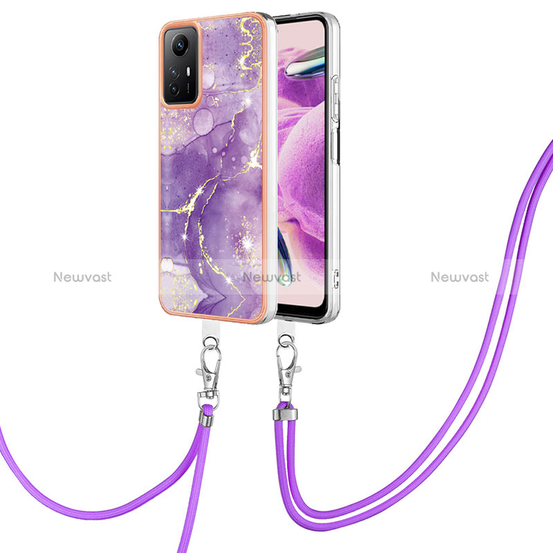 Silicone Candy Rubber Gel Fashionable Pattern Soft Case Cover with Lanyard Strap YB5 for Xiaomi Redmi Note 12S