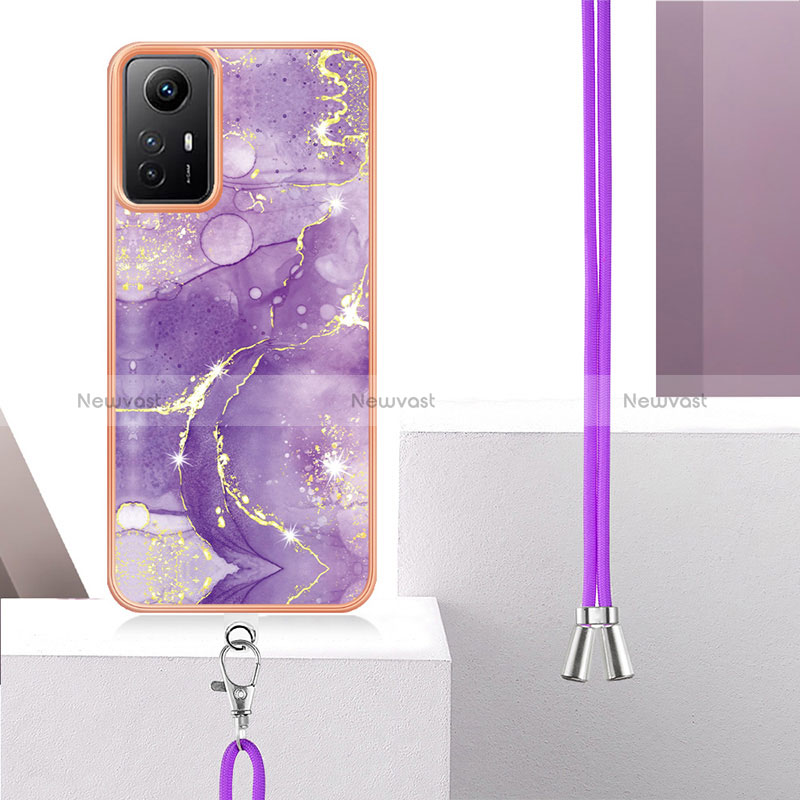 Silicone Candy Rubber Gel Fashionable Pattern Soft Case Cover with Lanyard Strap YB5 for Xiaomi Redmi Note 12S