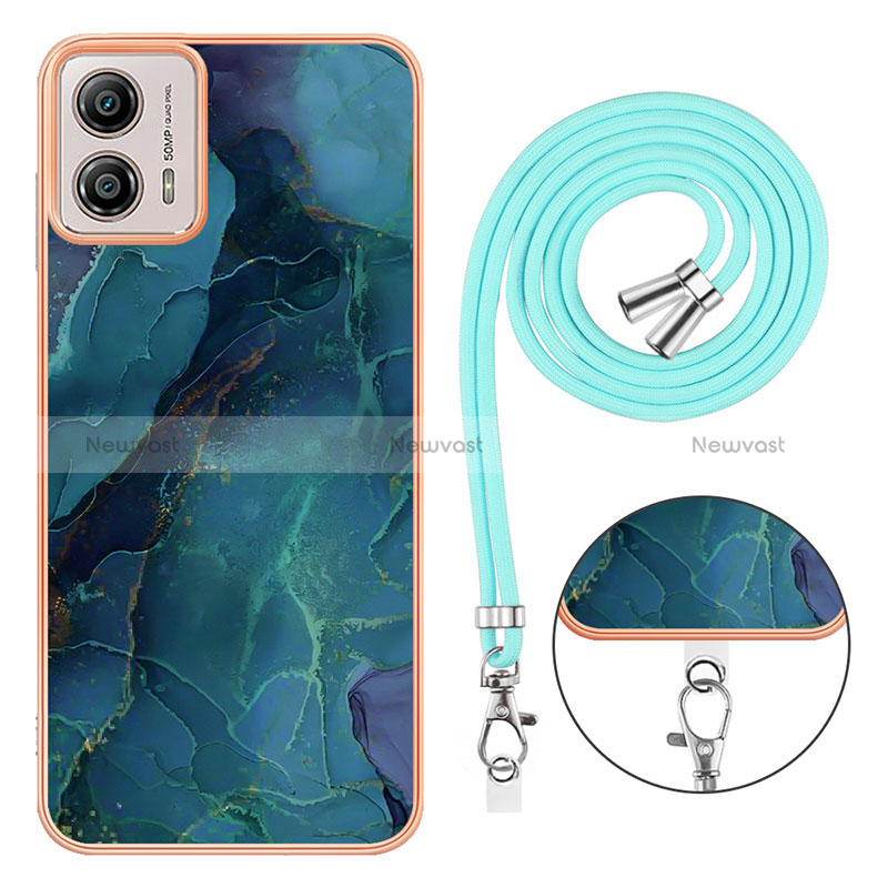 Silicone Candy Rubber Gel Fashionable Pattern Soft Case Cover with Lanyard Strap YB7 for Motorola Moto G53 5G