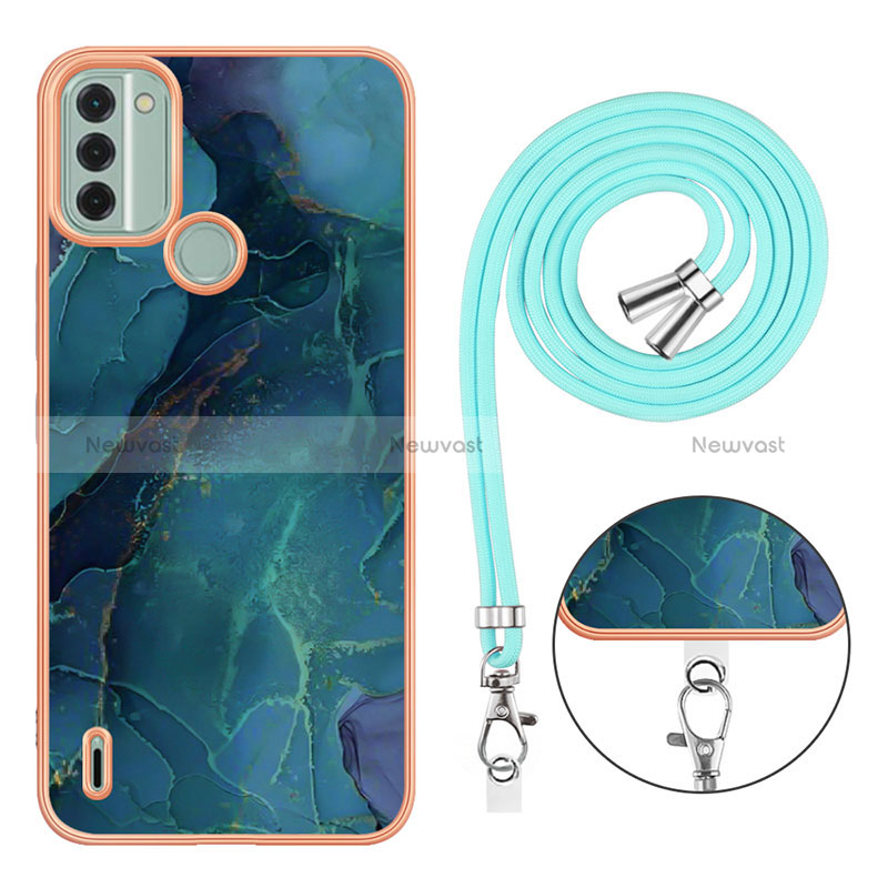 Silicone Candy Rubber Gel Fashionable Pattern Soft Case Cover with Lanyard Strap YB7 for Nokia C31