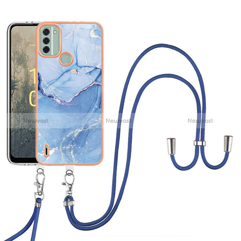 Silicone Candy Rubber Gel Fashionable Pattern Soft Case Cover with Lanyard Strap YB7 for Nokia C31