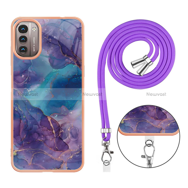 Silicone Candy Rubber Gel Fashionable Pattern Soft Case Cover with Lanyard Strap YB7 for Nokia G11