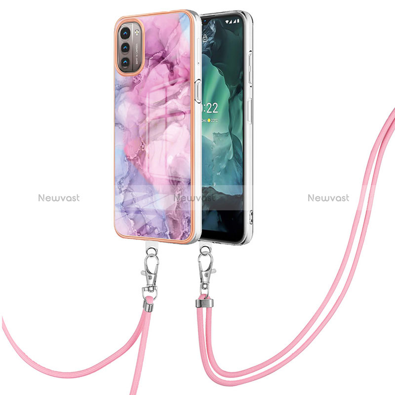 Silicone Candy Rubber Gel Fashionable Pattern Soft Case Cover with Lanyard Strap YB7 for Nokia G11