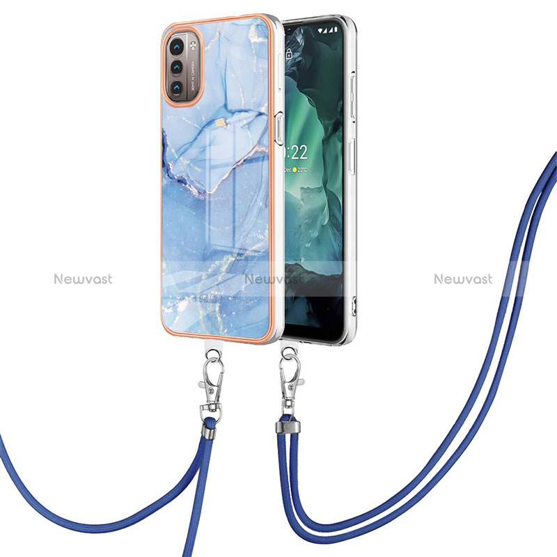 Silicone Candy Rubber Gel Fashionable Pattern Soft Case Cover with Lanyard Strap YB7 for Nokia G11