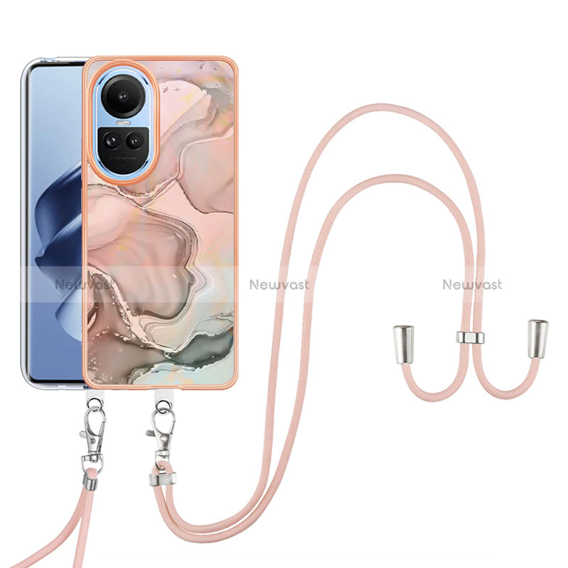 Silicone Candy Rubber Gel Fashionable Pattern Soft Case Cover with Lanyard Strap YB7 for Oppo Reno10 5G Mixed