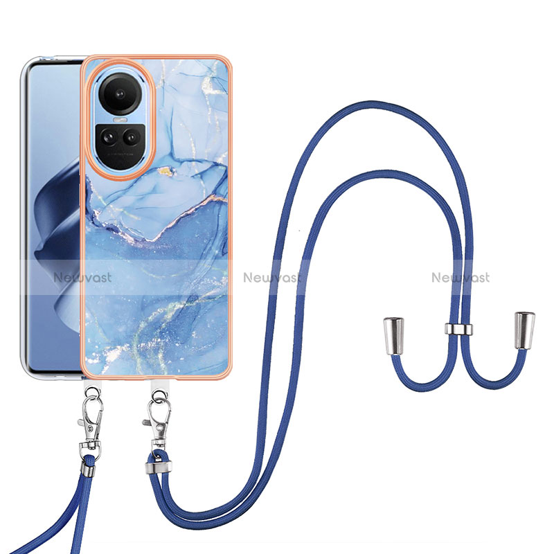 Silicone Candy Rubber Gel Fashionable Pattern Soft Case Cover with Lanyard Strap YB7 for Oppo Reno10 Pro 5G