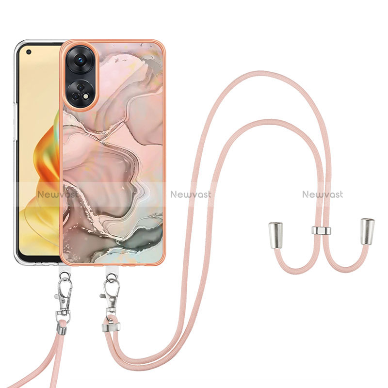 Silicone Candy Rubber Gel Fashionable Pattern Soft Case Cover with Lanyard Strap YB7 for Oppo Reno8 T 4G Mixed