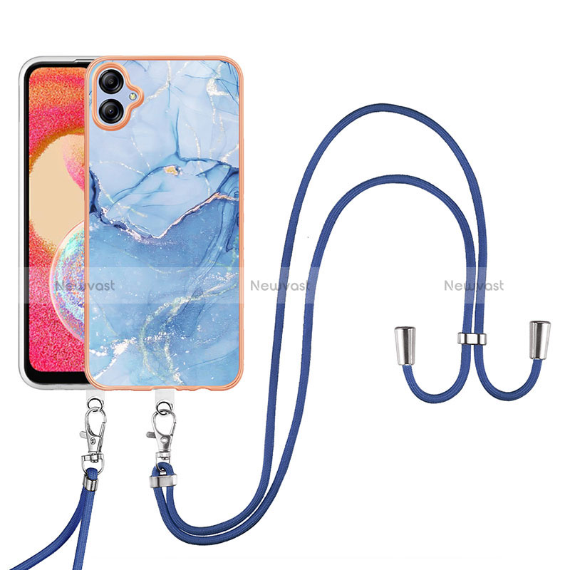 Silicone Candy Rubber Gel Fashionable Pattern Soft Case Cover with Lanyard Strap YB7 for Samsung Galaxy A04 4G