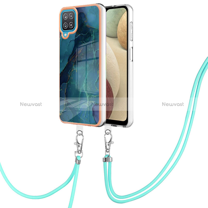 Silicone Candy Rubber Gel Fashionable Pattern Soft Case Cover with Lanyard Strap YB7 for Samsung Galaxy A12 5G