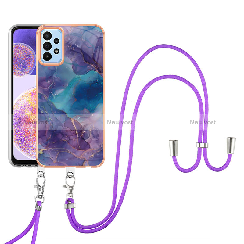 Silicone Candy Rubber Gel Fashionable Pattern Soft Case Cover with Lanyard Strap YB7 for Samsung Galaxy A13 4G