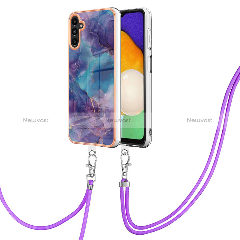 Silicone Candy Rubber Gel Fashionable Pattern Soft Case Cover with Lanyard Strap YB7 for Samsung Galaxy A13 5G