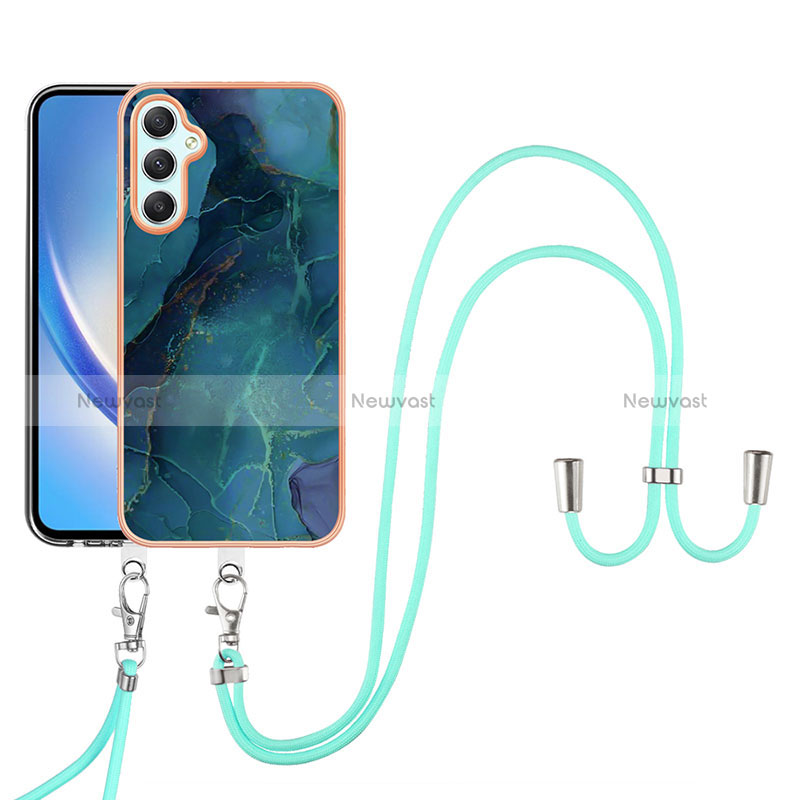 Silicone Candy Rubber Gel Fashionable Pattern Soft Case Cover with Lanyard Strap YB7 for Samsung Galaxy A24 4G