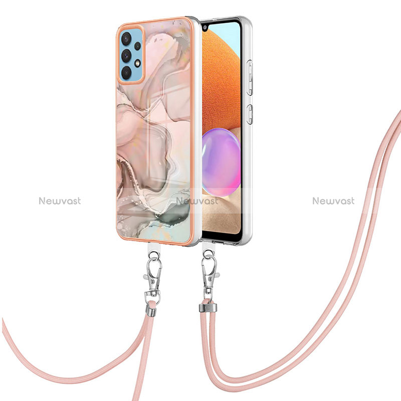 Silicone Candy Rubber Gel Fashionable Pattern Soft Case Cover with Lanyard Strap YB7 for Samsung Galaxy A32 4G Mixed