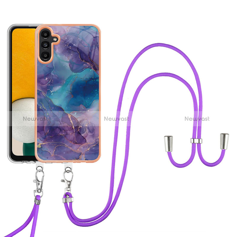 Silicone Candy Rubber Gel Fashionable Pattern Soft Case Cover with Lanyard Strap YB7 for Samsung Galaxy A54 5G