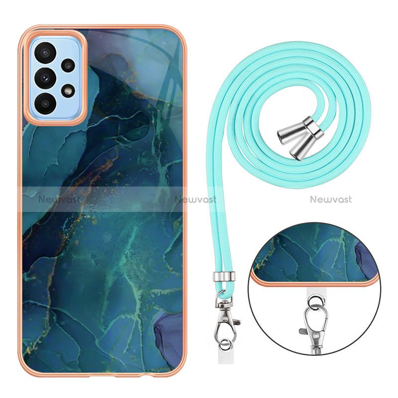 Silicone Candy Rubber Gel Fashionable Pattern Soft Case Cover with Lanyard Strap YB7 for Samsung Galaxy A72 4G