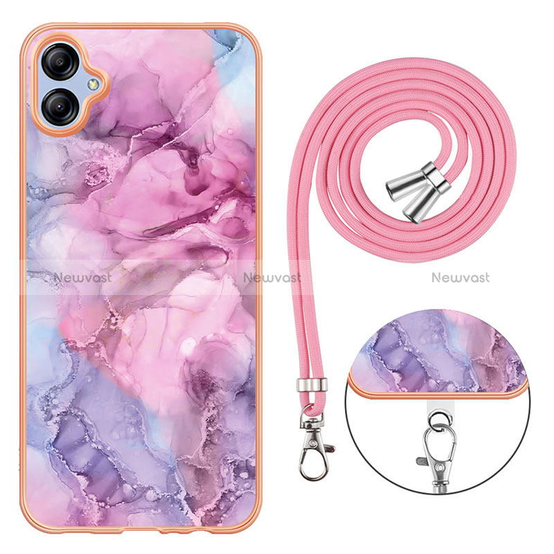 Silicone Candy Rubber Gel Fashionable Pattern Soft Case Cover with Lanyard Strap YB7 for Samsung Galaxy F04