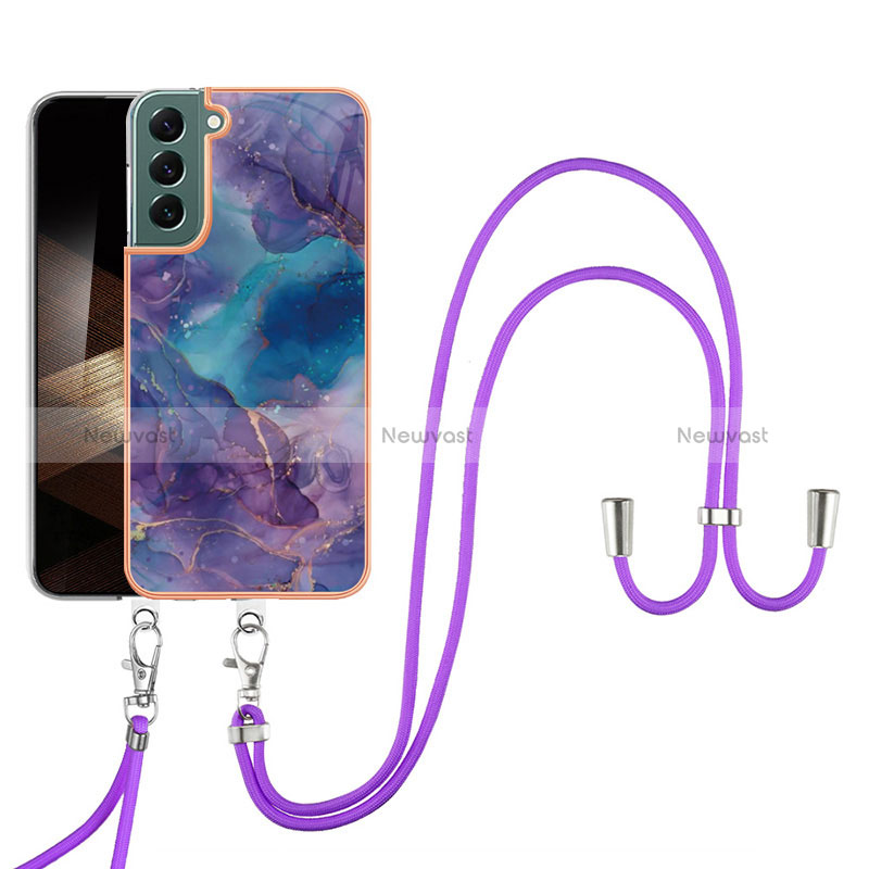 Silicone Candy Rubber Gel Fashionable Pattern Soft Case Cover with Lanyard Strap YB7 for Samsung Galaxy S24 5G