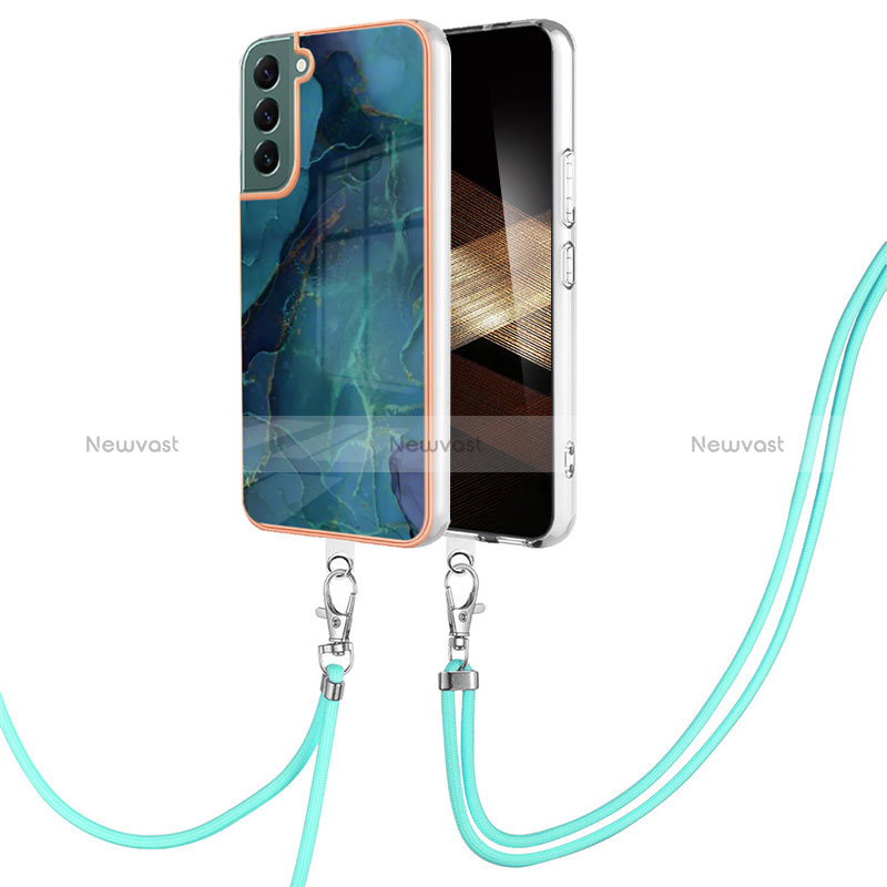 Silicone Candy Rubber Gel Fashionable Pattern Soft Case Cover with Lanyard Strap YB7 for Samsung Galaxy S25 Plus 5G