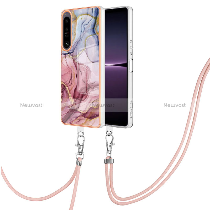 Silicone Candy Rubber Gel Fashionable Pattern Soft Case Cover with Lanyard Strap YB7 for Sony Xperia 1 IV Mixed