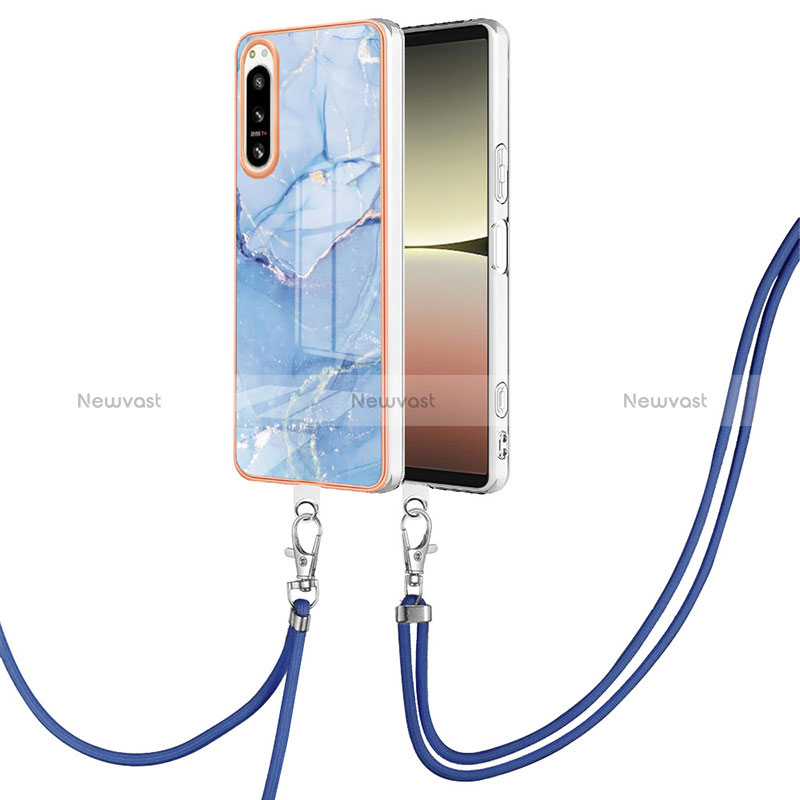 Silicone Candy Rubber Gel Fashionable Pattern Soft Case Cover with Lanyard Strap YB7 for Sony Xperia 5 IV