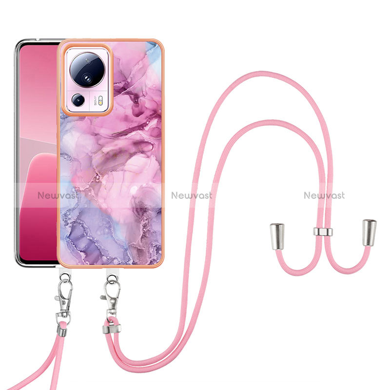 Silicone Candy Rubber Gel Fashionable Pattern Soft Case Cover with Lanyard Strap YB7 for Xiaomi Civi 2 5G