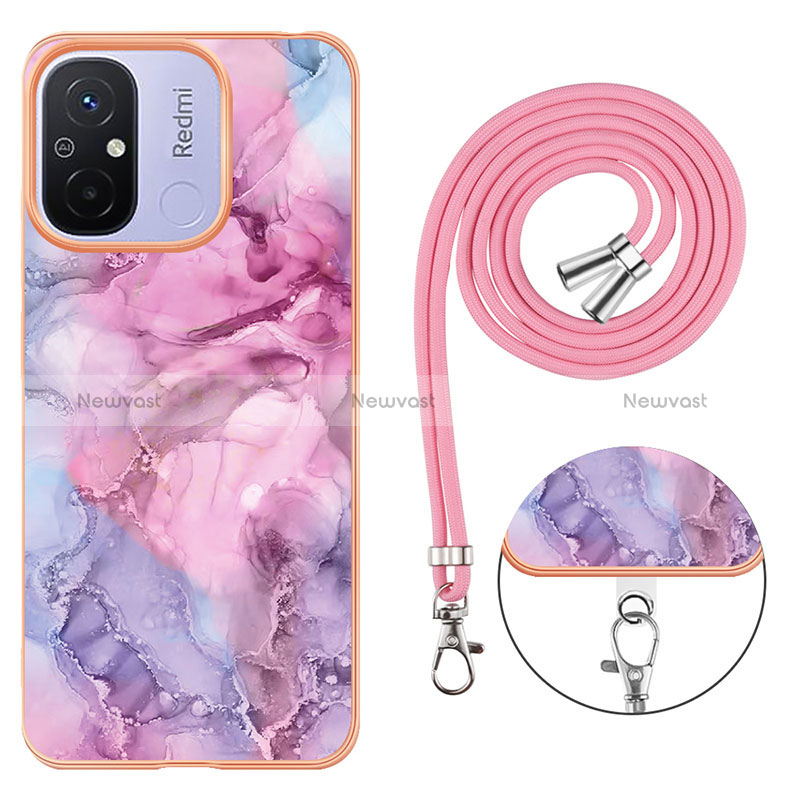 Silicone Candy Rubber Gel Fashionable Pattern Soft Case Cover with Lanyard Strap YB7 for Xiaomi Poco C55