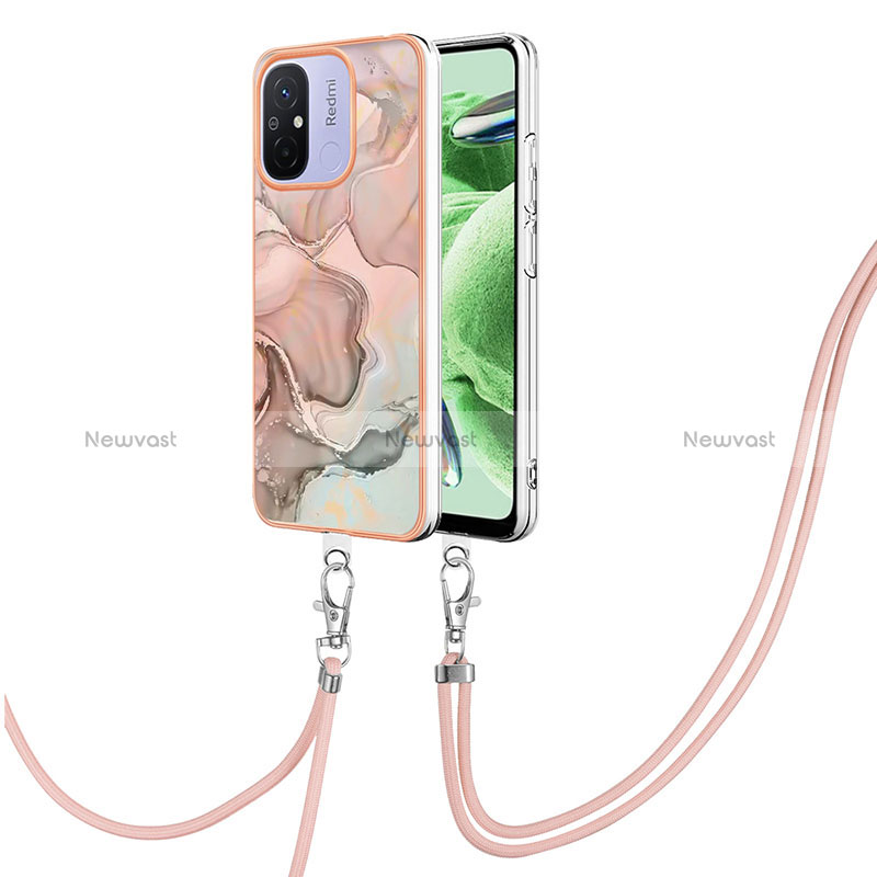 Silicone Candy Rubber Gel Fashionable Pattern Soft Case Cover with Lanyard Strap YB7 for Xiaomi Poco C55