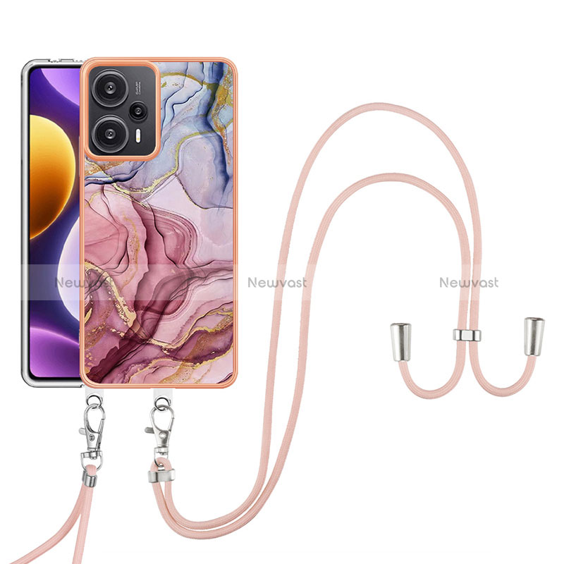 Silicone Candy Rubber Gel Fashionable Pattern Soft Case Cover with Lanyard Strap YB7 for Xiaomi Poco F5 5G