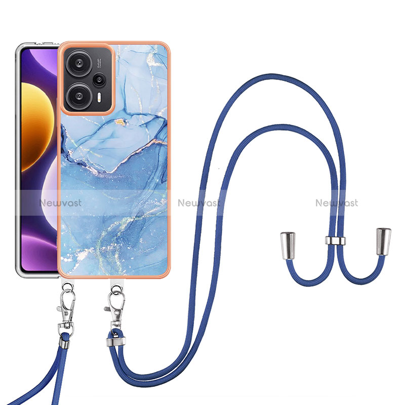 Silicone Candy Rubber Gel Fashionable Pattern Soft Case Cover with Lanyard Strap YB7 for Xiaomi Poco F5 5G