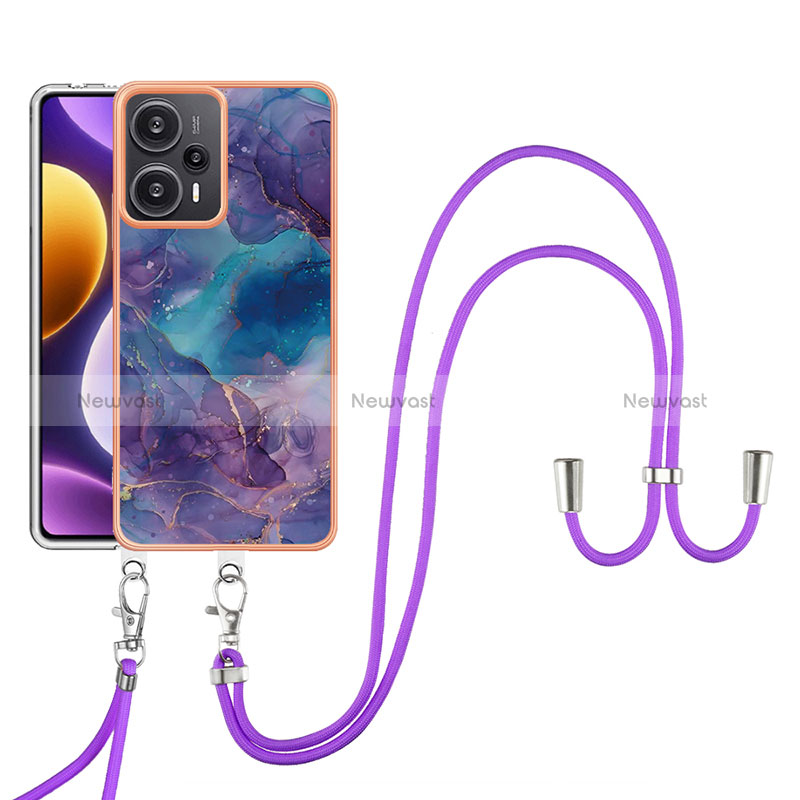 Silicone Candy Rubber Gel Fashionable Pattern Soft Case Cover with Lanyard Strap YB7 for Xiaomi Poco F5 5G