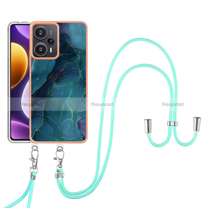 Silicone Candy Rubber Gel Fashionable Pattern Soft Case Cover with Lanyard Strap YB7 for Xiaomi Poco F5 5G