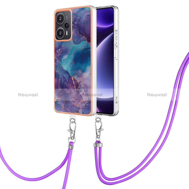 Silicone Candy Rubber Gel Fashionable Pattern Soft Case Cover with Lanyard Strap YB7 for Xiaomi Poco F5 5G