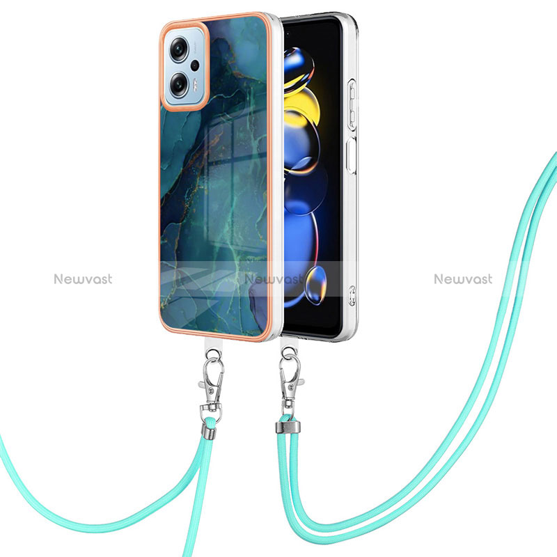 Silicone Candy Rubber Gel Fashionable Pattern Soft Case Cover with Lanyard Strap YB7 for Xiaomi Poco X4 GT 5G