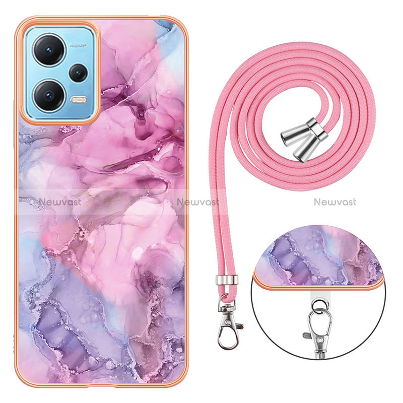 Silicone Candy Rubber Gel Fashionable Pattern Soft Case Cover with Lanyard Strap YB7 for Xiaomi Poco X5 5G