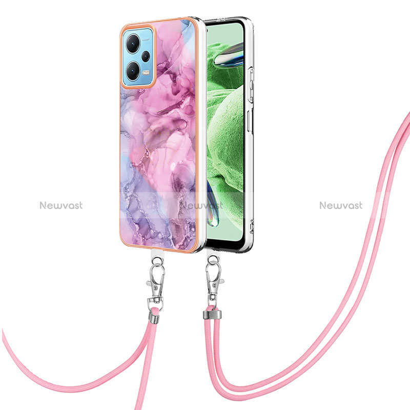 Silicone Candy Rubber Gel Fashionable Pattern Soft Case Cover with Lanyard Strap YB7 for Xiaomi Poco X5 5G