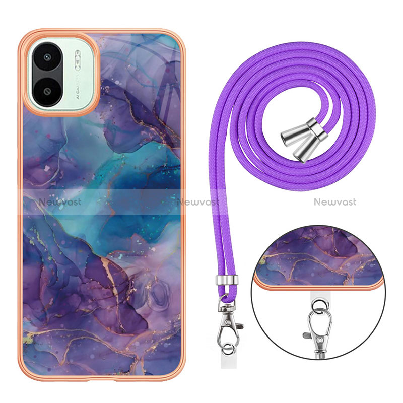 Silicone Candy Rubber Gel Fashionable Pattern Soft Case Cover with Lanyard Strap YB7 for Xiaomi Redmi A2 Plus