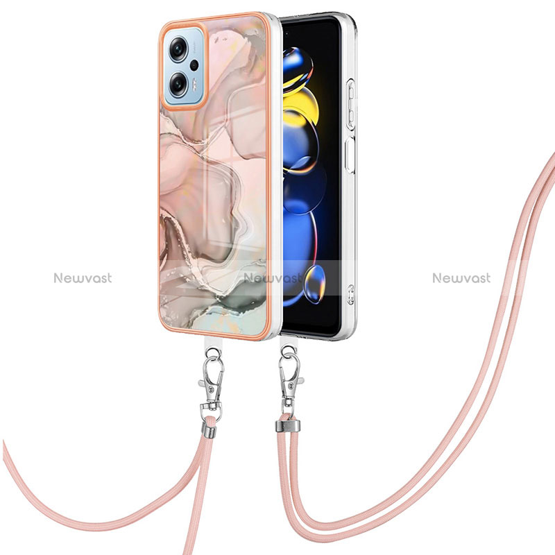 Silicone Candy Rubber Gel Fashionable Pattern Soft Case Cover with Lanyard Strap YB7 for Xiaomi Redmi K50i 5G