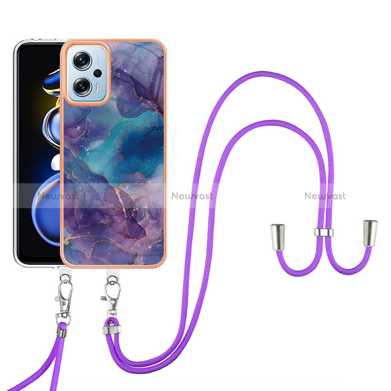 Silicone Candy Rubber Gel Fashionable Pattern Soft Case Cover with Lanyard Strap YB7 for Xiaomi Redmi K50i 5G