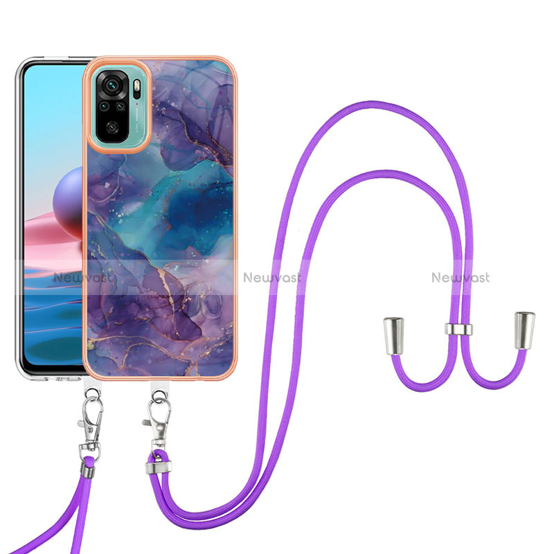 Silicone Candy Rubber Gel Fashionable Pattern Soft Case Cover with Lanyard Strap YB7 for Xiaomi Redmi Note 10 4G