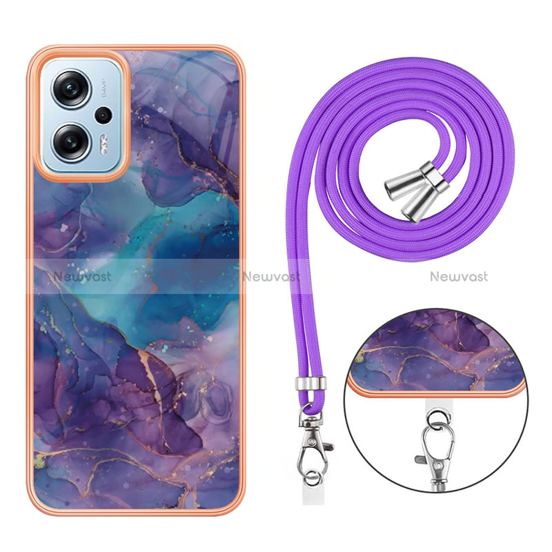 Silicone Candy Rubber Gel Fashionable Pattern Soft Case Cover with Lanyard Strap YB7 for Xiaomi Redmi Note 11T Pro 5G