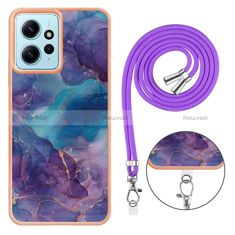 Silicone Candy Rubber Gel Fashionable Pattern Soft Case Cover with Lanyard Strap YB7 for Xiaomi Redmi Note 12 4G