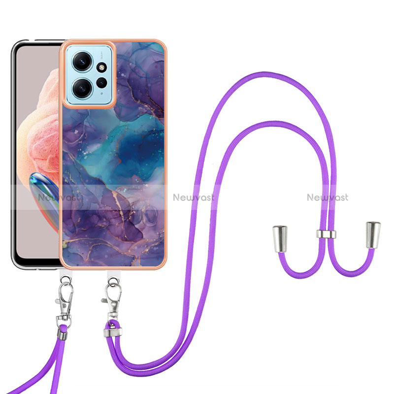 Silicone Candy Rubber Gel Fashionable Pattern Soft Case Cover with Lanyard Strap YB7 for Xiaomi Redmi Note 12 4G