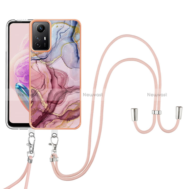 Silicone Candy Rubber Gel Fashionable Pattern Soft Case Cover with Lanyard Strap YB7 for Xiaomi Redmi Note 12S