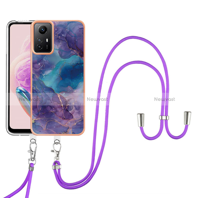 Silicone Candy Rubber Gel Fashionable Pattern Soft Case Cover with Lanyard Strap YB7 for Xiaomi Redmi Note 12S