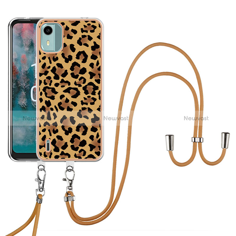 Silicone Candy Rubber Gel Fashionable Pattern Soft Case Cover with Lanyard Strap YB8 for Nokia C12 Plus