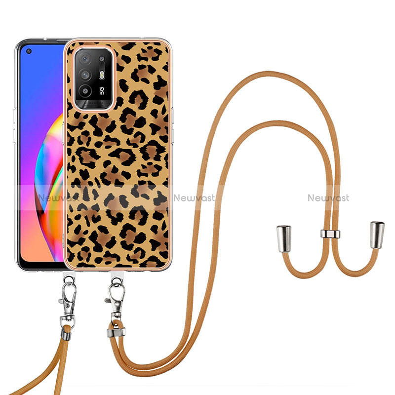 Silicone Candy Rubber Gel Fashionable Pattern Soft Case Cover with Lanyard Strap YB8 for Oppo A94 5G