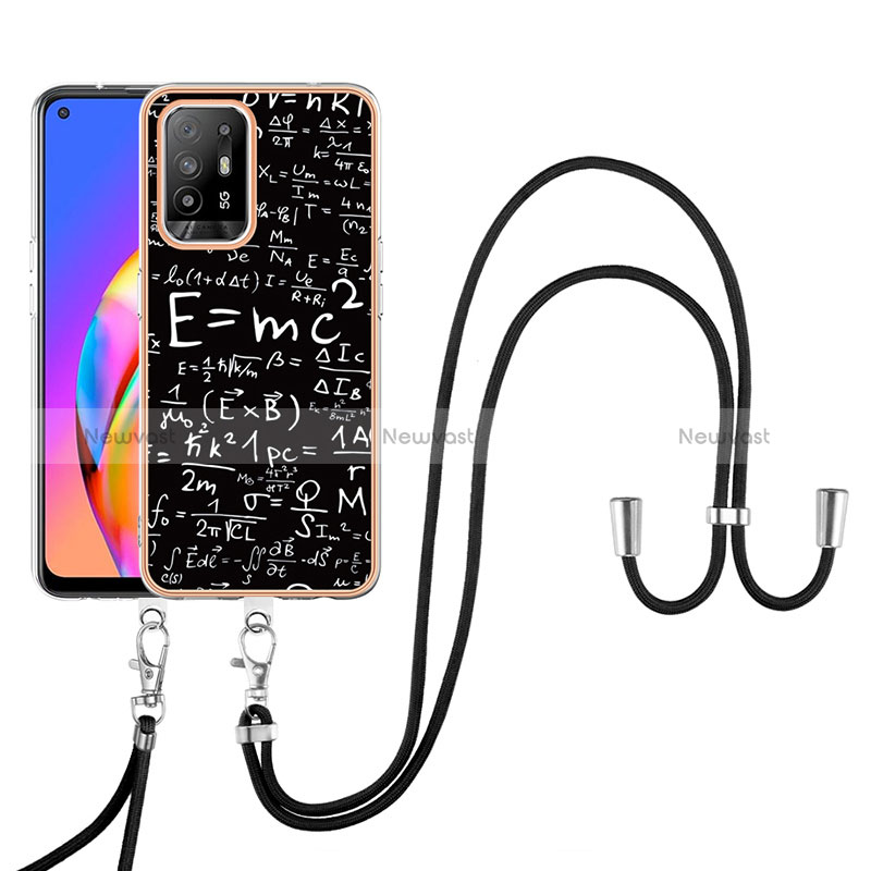 Silicone Candy Rubber Gel Fashionable Pattern Soft Case Cover with Lanyard Strap YB8 for Oppo A95 5G Mixed